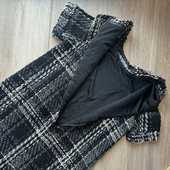Very J Black & White Tweed Shift Dress – Women’s Medium – Chic Workwear - Picture 8 of 8